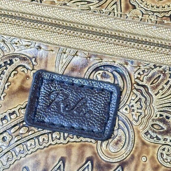 Relic TriFold Wallet Checkbook Insert Brown Paisley Saddle Tooled Leather Boho - Picture 5 of 14